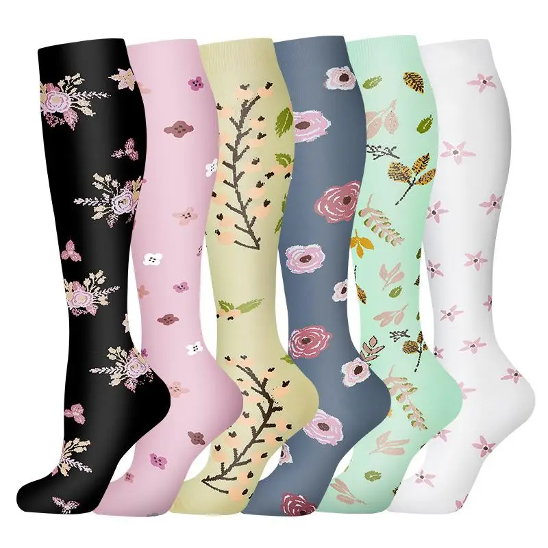 

6 Pairs Women Compression Socks Athletic Sports Stockings Quick Dry Anti Slip Sweat Wicking Breathable Running Fitness Gym Training Workout Socks All Season Comfortable Activewear