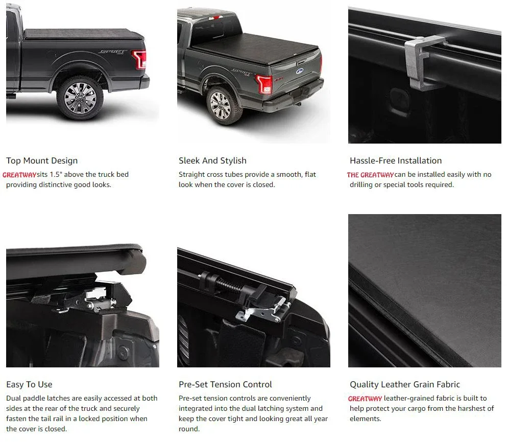 Pickup Soft PVC Tri-Fold tonneau cover Roller Lid shutter rear   for TOYOTAs TUNDRA 2020+