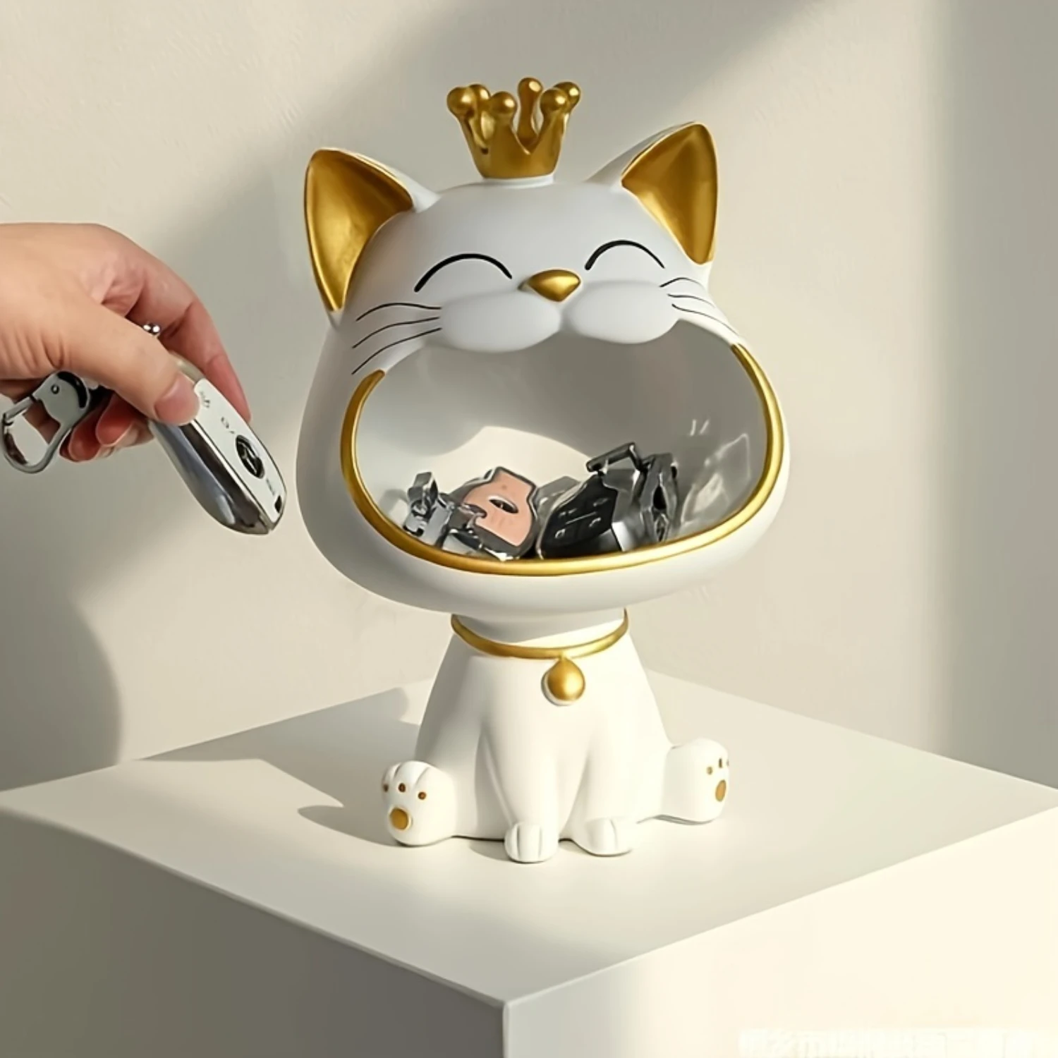 Decoração de estátua de gato fofo, estatueta de ornamento de gato, caixa de joias, decoração estética de quarto, decoração, acessórios de cozinha, decoração de banheiro