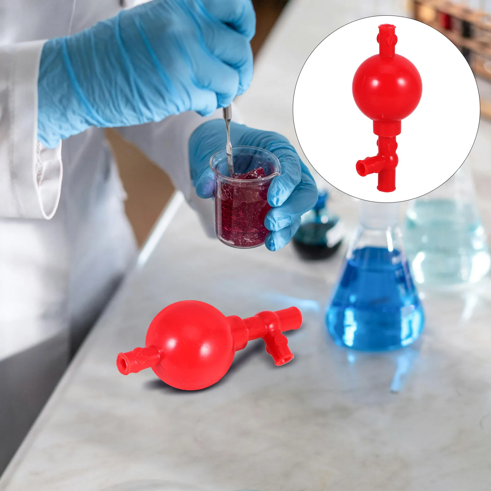 

Suction Ball Lab Bulb Pipette with Valves Accessory Supplies Tool Kit Elastic Silicone