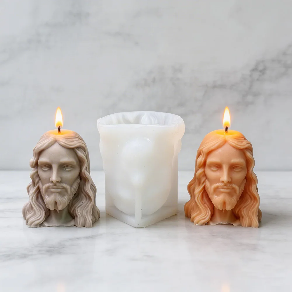 Goddess Jesus Scented Candle Silicone Mold Holy Mother Portrait Sculpture Gypsum Resin Mold DIY Handmade Craft for Church Decor