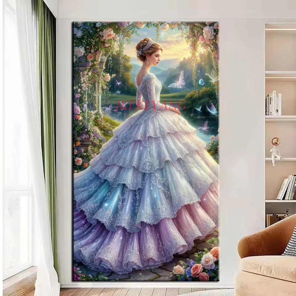 

Длинное платье большого размера для девочек, алмазная живопись, полная квадратная круглая алмазная мозаика, сделай сам, вышивка крестиком, ювелирное искусство