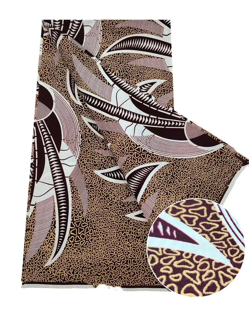 

New Best Quality African Glam Glitter Grand Supe-V Golden Wax Fabrics Ankara Printed Wax Materials 6Yards/pcs For Nigerian Dress