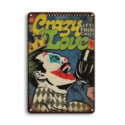 Crazy Litte Thing Called Love Queen Tin Metal Sign Vintage Comic Style