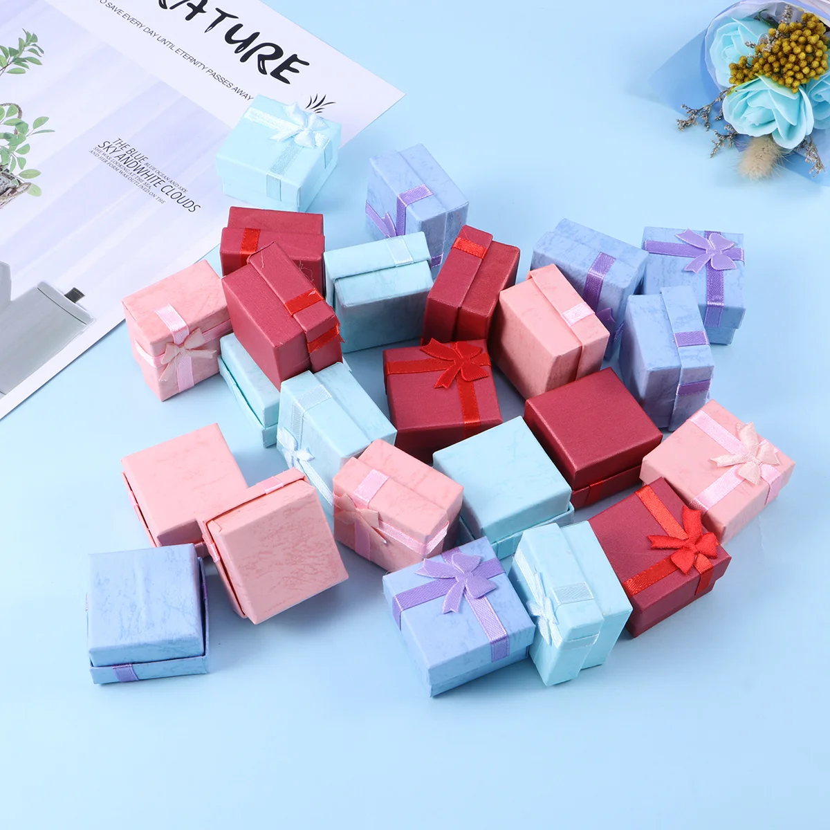 

24 pcs Bowknot Style Gift Boxes Jewelry Storage Organizer Earring Bracelet Necklace Box 4X4X3Cm Random