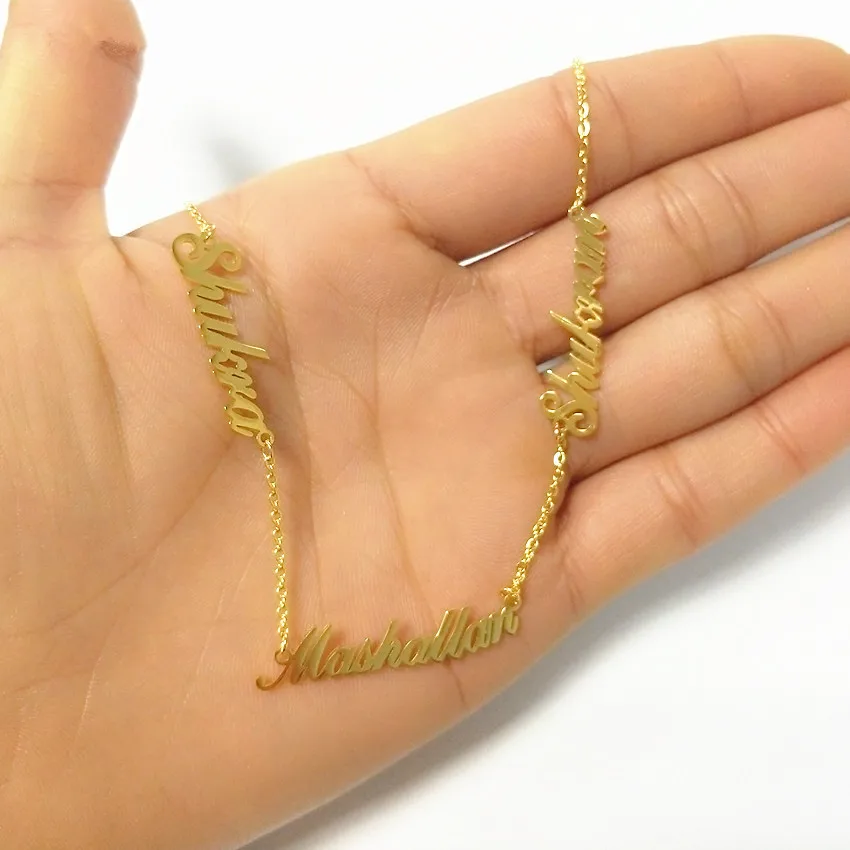 THE BLING KING Custom Stainless Steel Necklace 2-5 Names Choker Personalized Letters Chain Necklace Accessories Women Jewelry