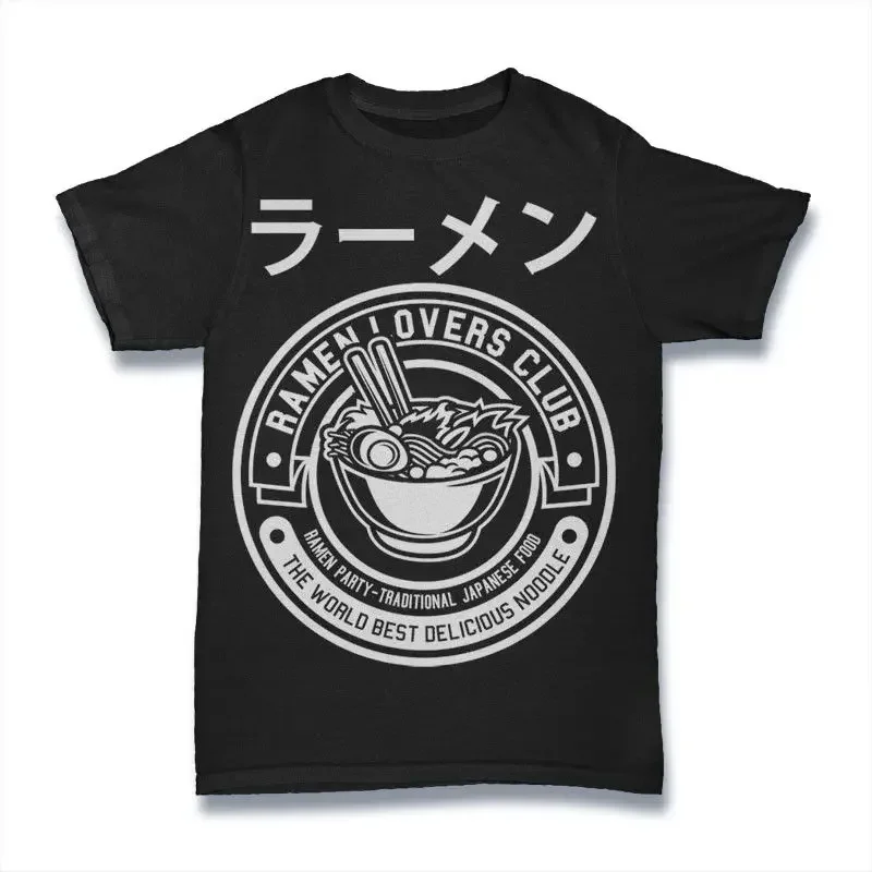 Retro Ramen Club Noodle Japanese Food T-Shirt 100% Cotton O-Neck Short Sleeve Summer Casual Mens T-shirt Size S-3XL