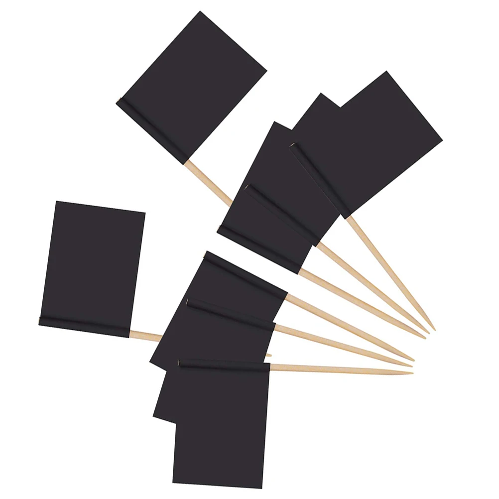 

100pcs Toothpick Flag Cake Decorations Black Double Knife Blank Toppers Party Supplies Cake Picks Cupcake Picks