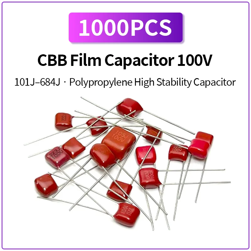 1000PCS CBB Film Capacitor 100V 101 102 103 104 105 222 223 224 334 473 474 684J Polypropylene Capacitor
