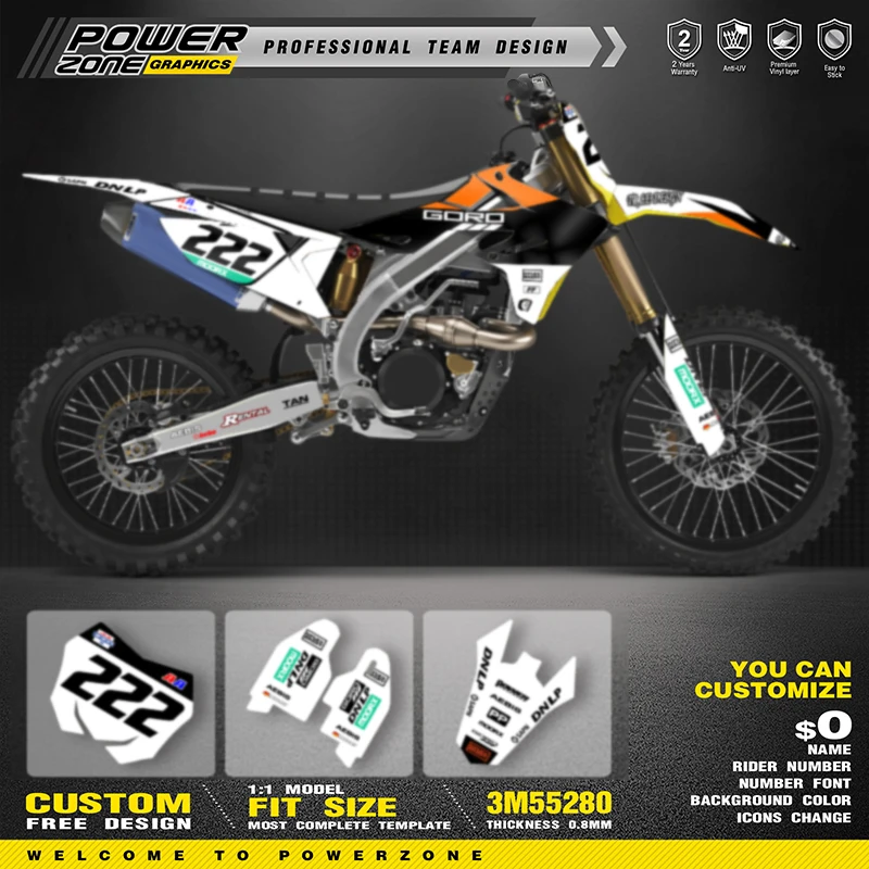 

POWERZONE Custom For 3M Off road Motorcycle Stickers For SUZUKI RMZ 250 450 2018-2022 RMZ Customized Graphic Protection Kit 04