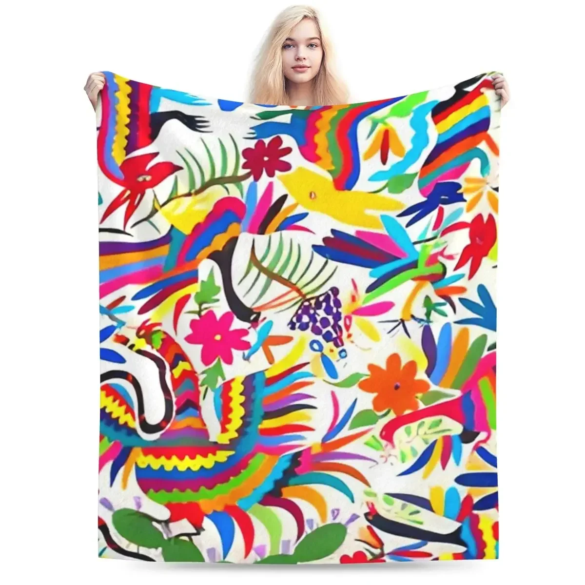 Flannel Throw Blanket Otomi Mexico Blankets Soft Bedspread Warm Plush Blanket for Bed Living room Picnic Travel Home Sofa