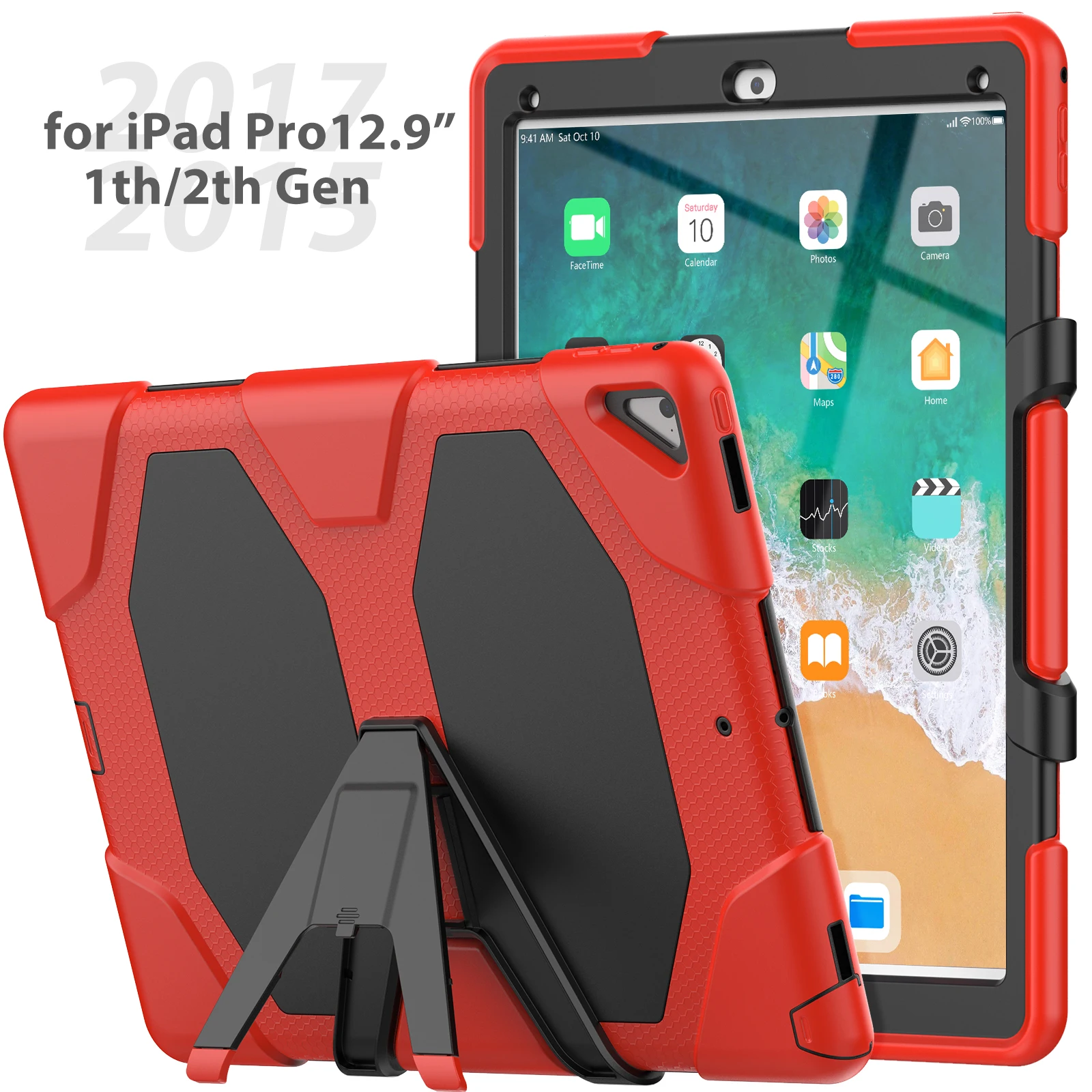 

Чехол со встроенным защитным экраном для iPad Pro 12,9 2017 2015 1-го 2-го поколения, 3-слойная защита, ударопрочный чехол с подставкой