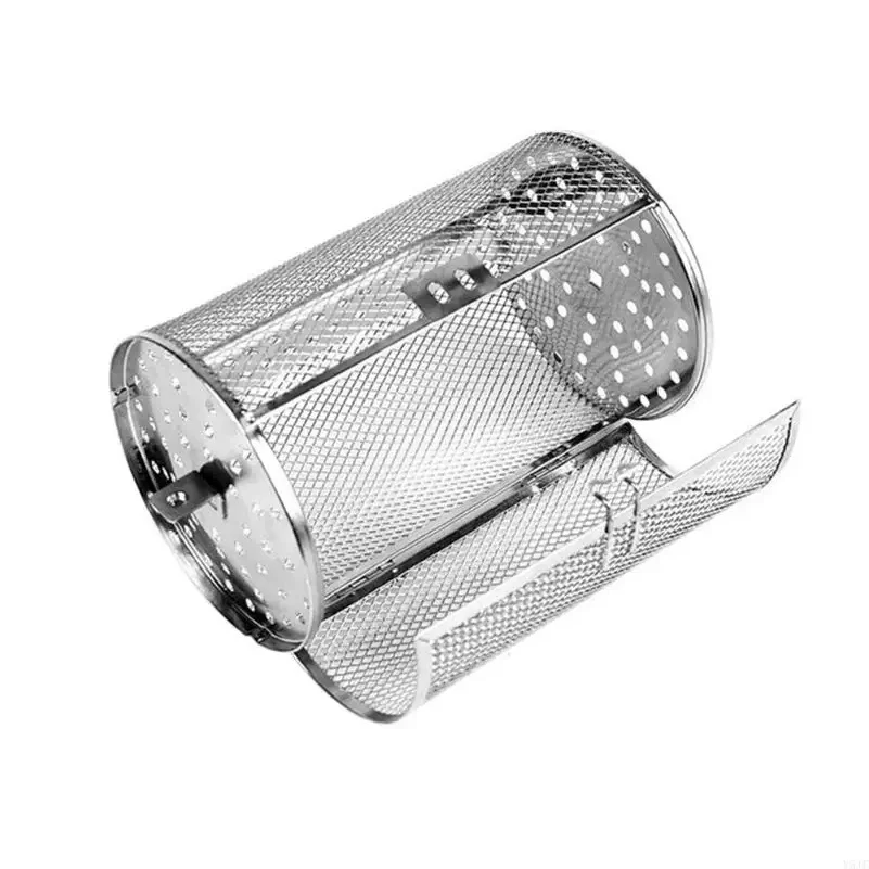 Y5JC Stainless Steels Rotisserie Grill Rotarys Baking Cage 360 Degree Rotarys Drum Air Fryer Basket for Dried Nut Coffee Bean