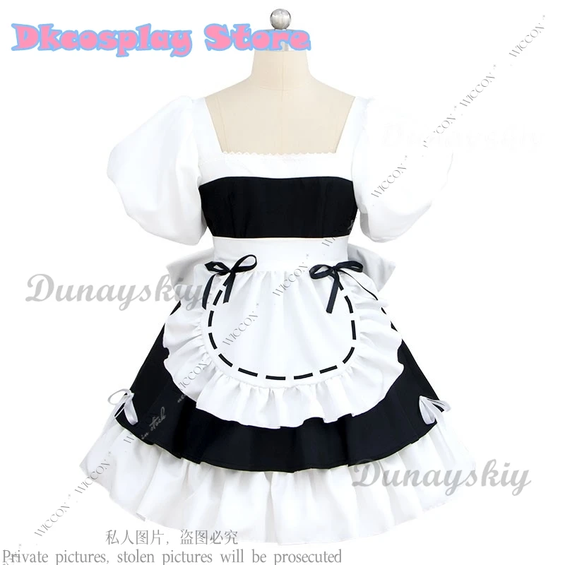 Anime alien estágio sua galeria cosplay lolita vestido uniforme de empregada cosplay traje peruca halloween bonito mulher role play roupa diária