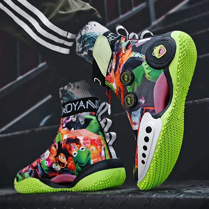 2026 Basketball Shoes High Top Zipper Graffiti Wear Real Combat Student Net Surface Breathable Cement Star Sports Men's Shoes
