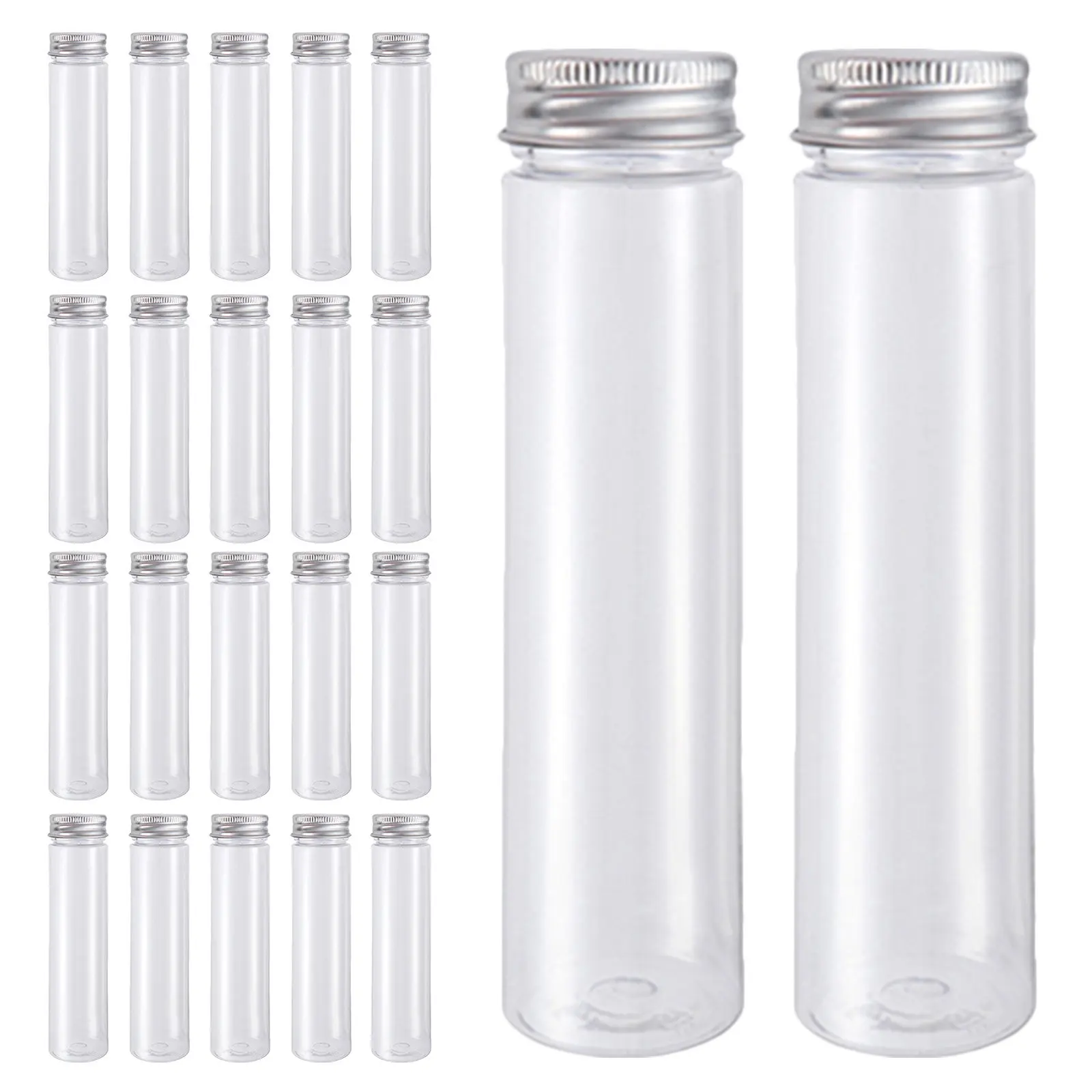 36Pcs Clear Plastic Test Tubes with Screw Caps Flat Holder Tubes for Bath Salt Sampling Display Bath Salt Tube