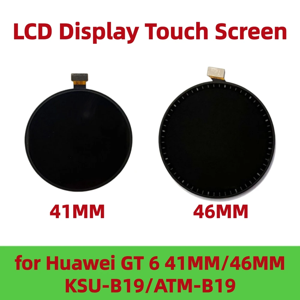 Tela LCD Touch Screen para Huawei Watch GT6 41MM KSU-B19 46MM ATM-B19, Peças de Substituição para Montagem de Tela Touch Display