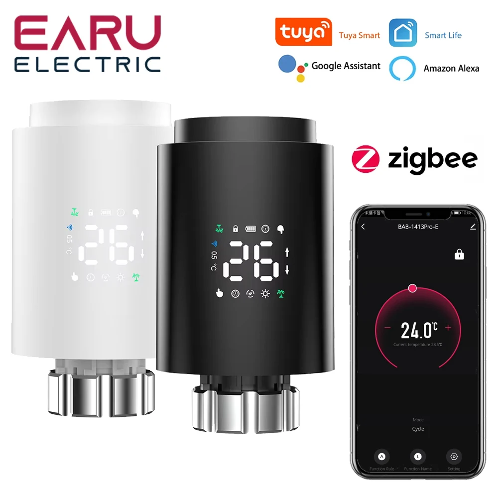 Tuya Zigbee-válvula Termostática Programável do Radiador Atuador do Radiador Inteligente Trv Controlador de Temperatura Suporte Remoto App Alexa
