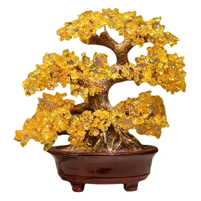 LTT Citrine Fortune Tree Sika Deer Ornament Living Room Office Ornament