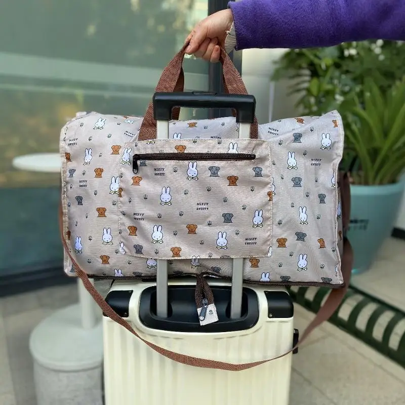 

Cartoon Miffy Travel Bag Large Capacity Travel Handle Shoulder Storage Bag Foldable Print Student Luggage Bag Christmas Gift