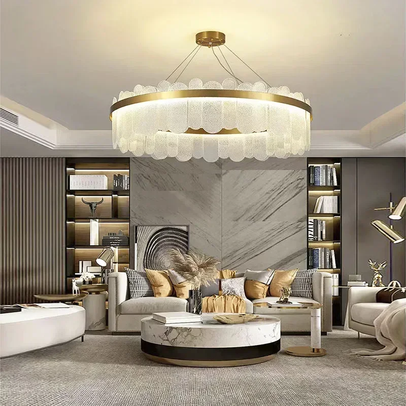 Modern Frosted Hotel Living Room Ceiling Lamp Bedroom Dining Room Ceiling Chandelier Coffee House Crystal Lighting Wholesale