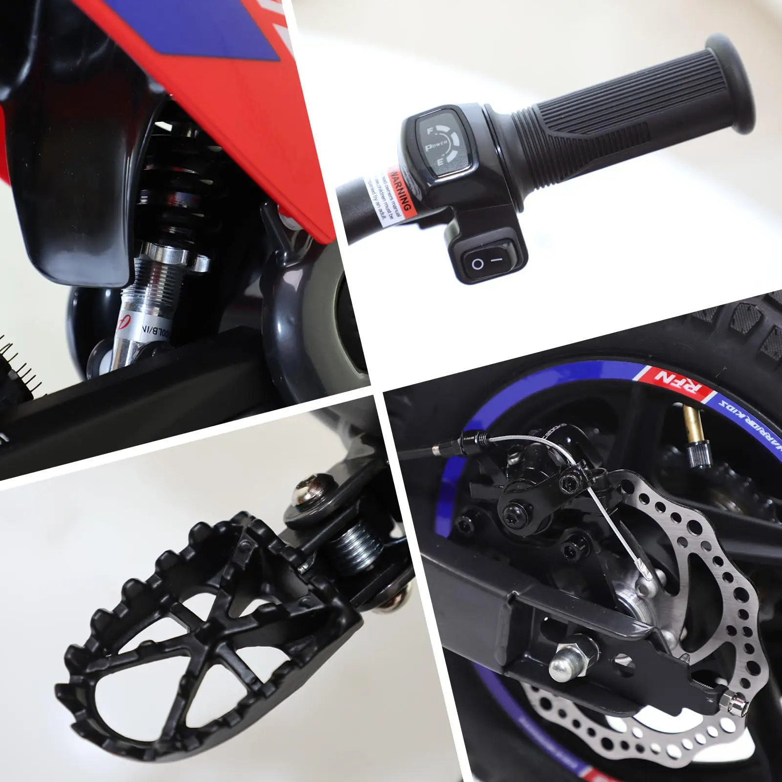 RFN Warrior Kids E250 36V Electric Dirt Bike,with 400W Dirt Bike, 11.2-Mile Long-Range Off-Road Bike with 3 Speeds For Ages 3-6