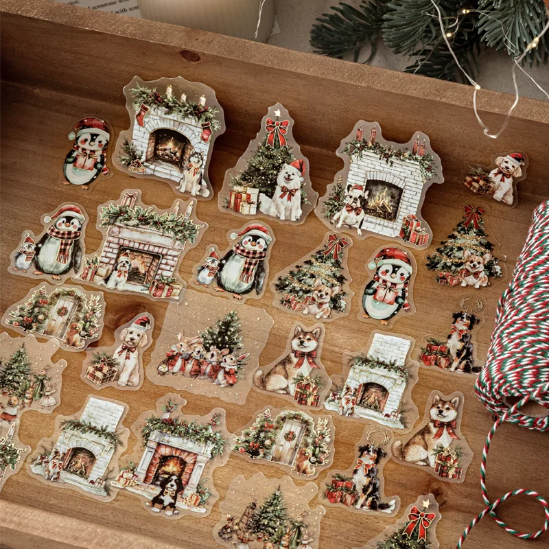 30 teile/beutel Weihnachten Märchen Serie PET 3D Folie Aufkleber DIY Journal Grußkarte Umschlag Kalender Handbuch Dekorationen