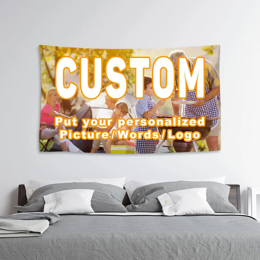 Custom Tapestry Upload Images Wall Hanging Personalized Your Favorite Picture Text Dorm Banner for Bedroom