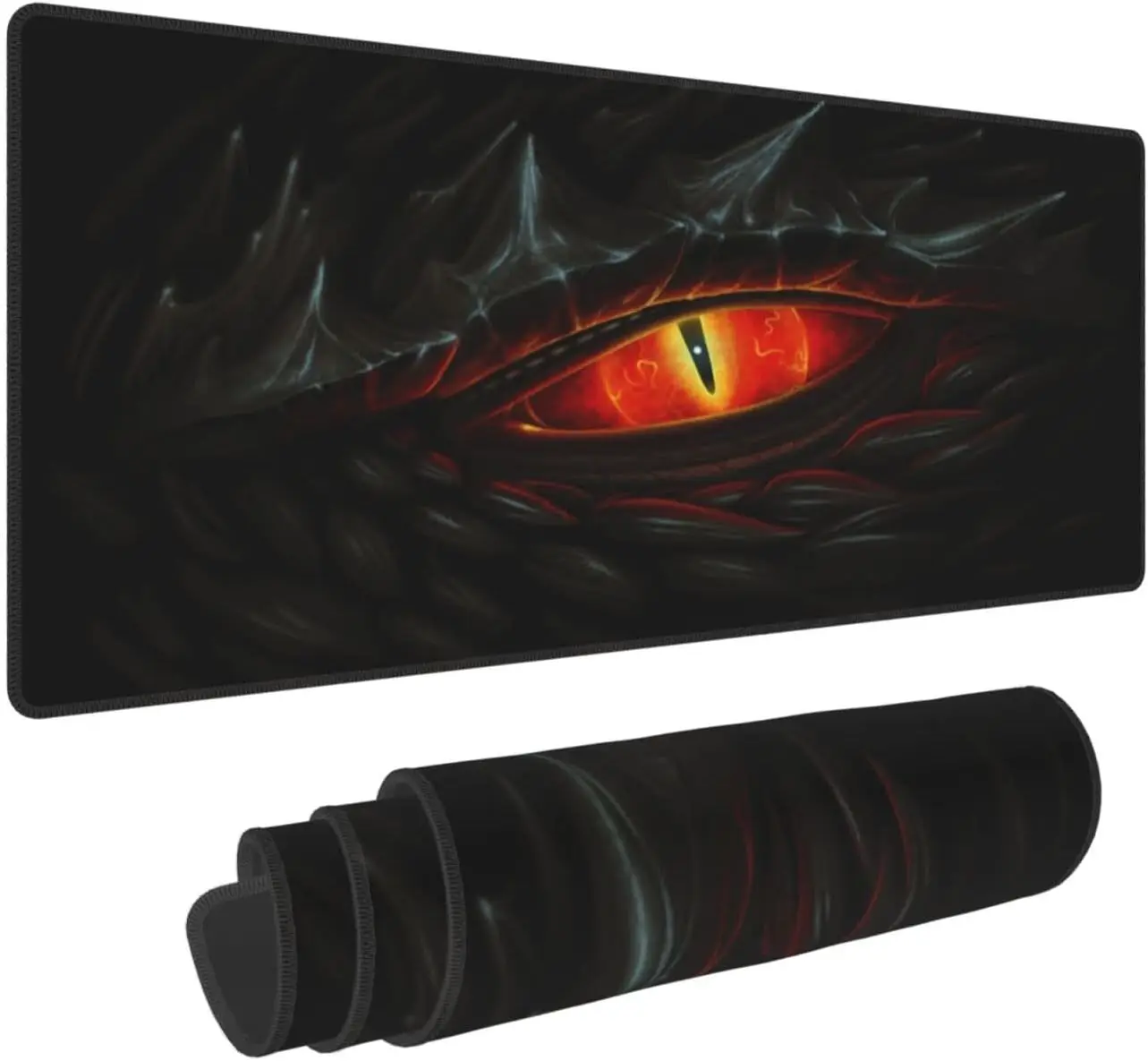 Black Dragon Eyes Gaming Mouse Pad Non-Slip Rubber Mouse Pad with Stitched Edges Waterproof Mouse Mat for Office 31.5