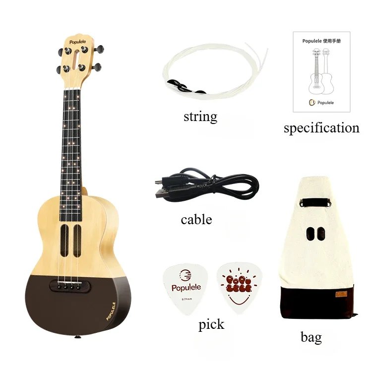 MUSIC PASSWORD 23 Inch Populele Smart Ukulele with APP Controlled LED Light Bluetooth Connect Ukulele Guitar Musical Instrumen