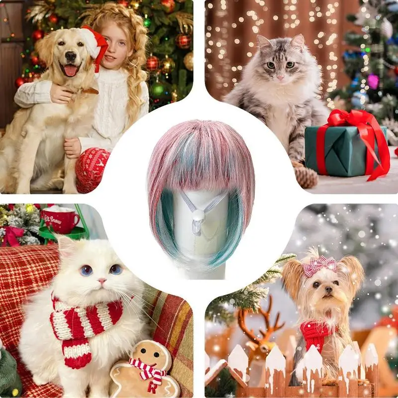 1pcs Pet Wigs Cosplay Props Funny Dogs Cats CrossDressing Hair Hat Costumes Head Accessories For Christmas Party Supplies