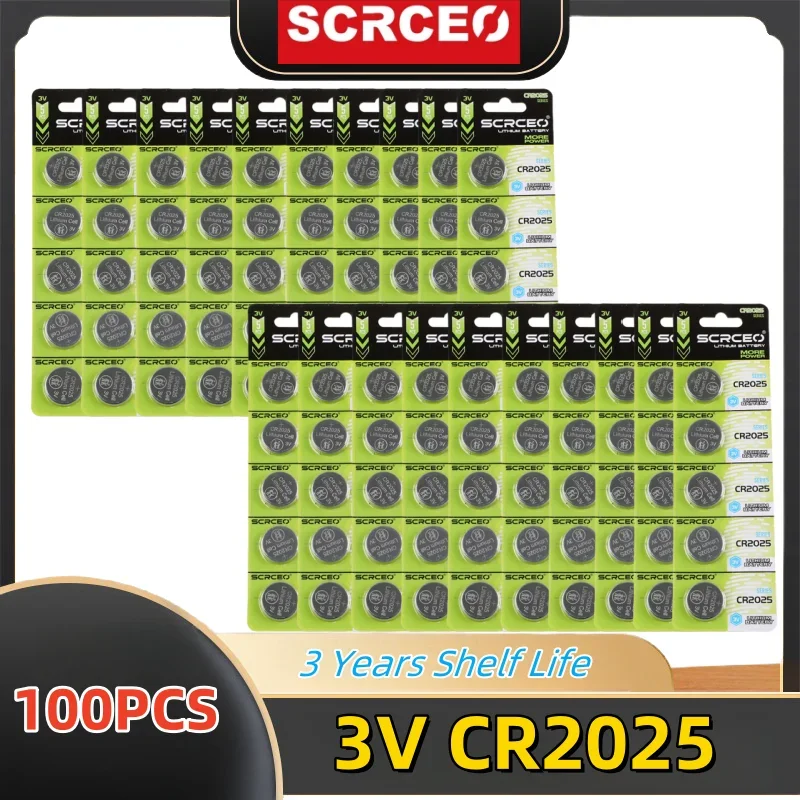 

100PCS 3V CR2025 CR 2025 Lithium Button Battery DL2025 BR2025 5003LC LM2025 Coin Cell Watch Batteries For Toys Clock Computer