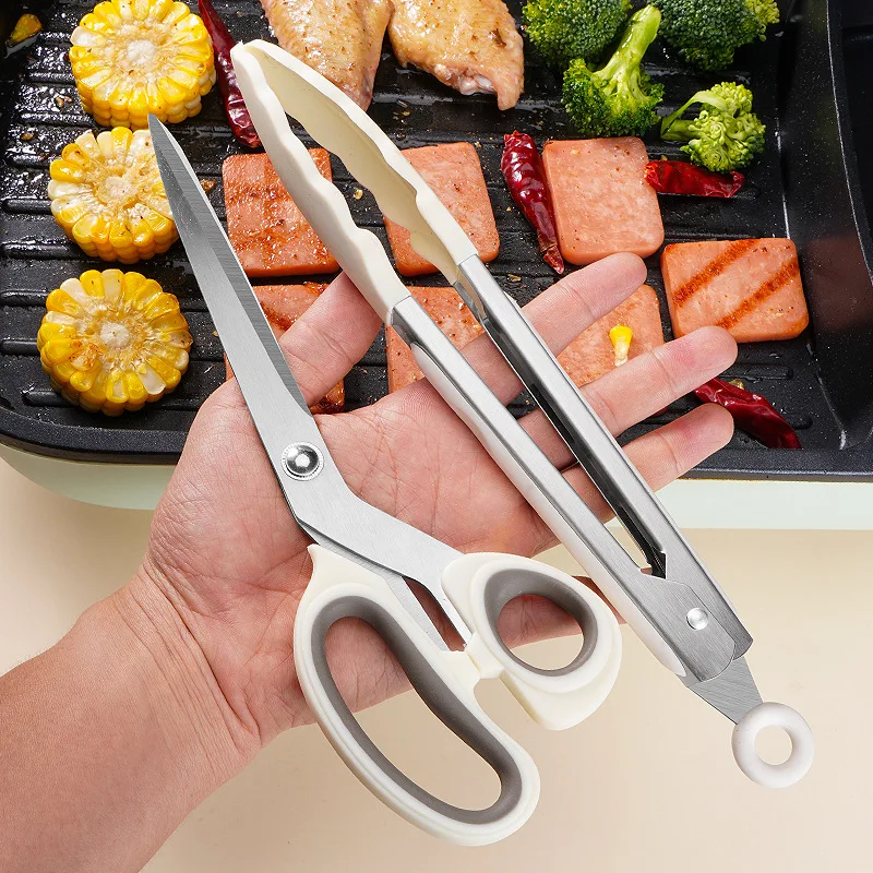 Tesoura de Churrasco Profissional de Aço Inoxidável de 9 Polegadas para Cozinha, Tesoura para Churrasco, Carne, Vegetais e Alimentos
