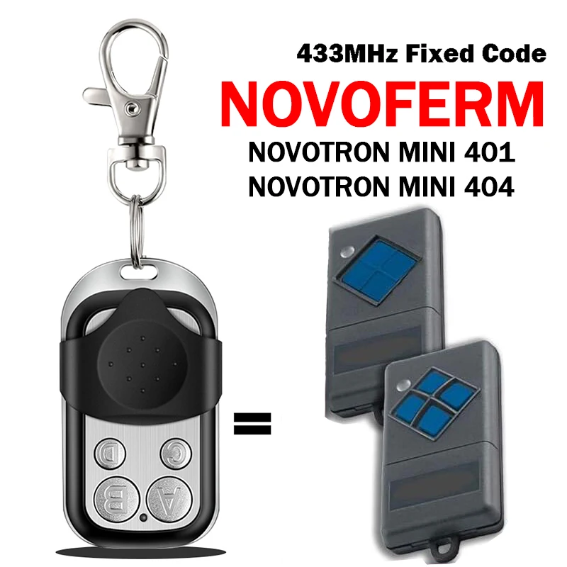 Para NOVOFERM NOVOTRON MINI 401 404 Control remoto para puerta de garaje 433MHz transmisor manual de código fijo Cloner