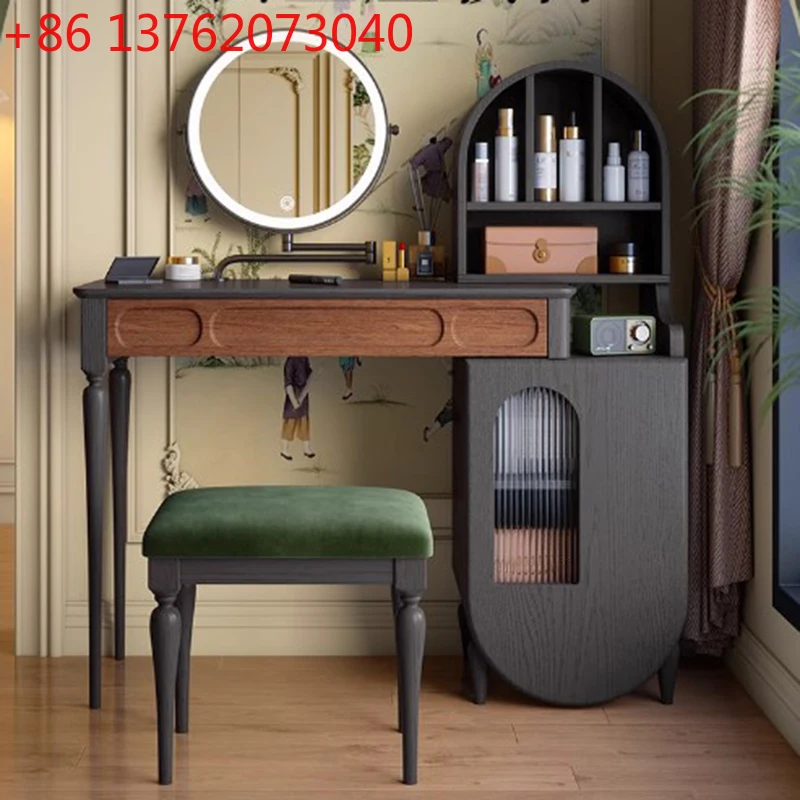 

Vintage Nordic Vanity Table Natural Jewelry Box Display Mirrors Dressing Table Storage Luxury Design Coiffeuse Furniture Home