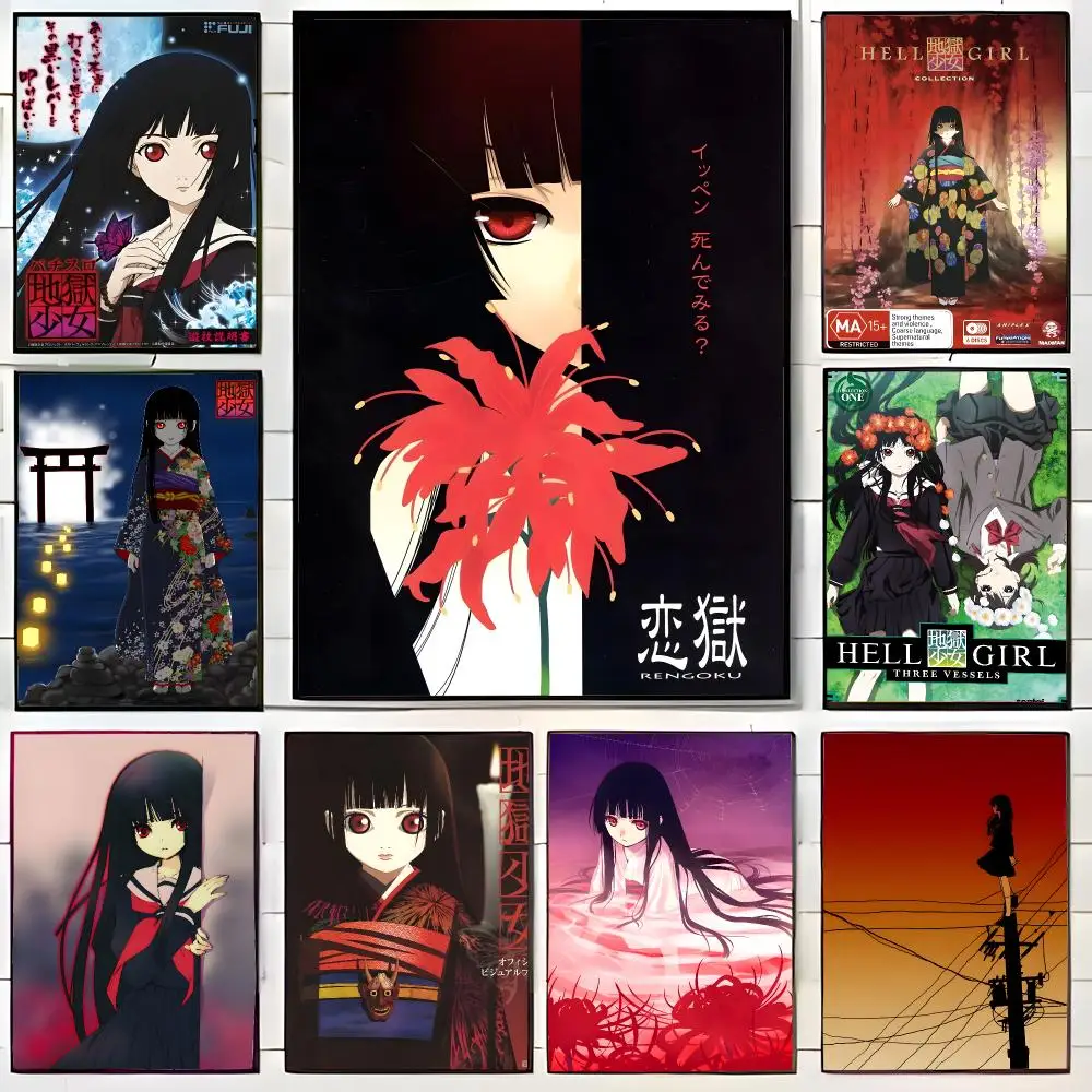 creepy anime H-Hell Girl Poster Wall Art Print Decorative Mural Home Decor Gift Unframed