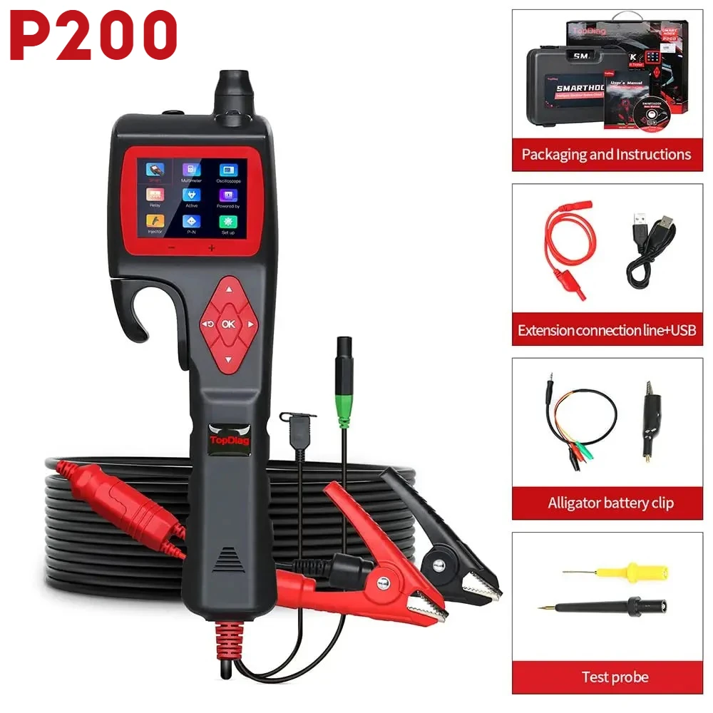 

2025 Topdiag P200 Power Probe Automotive Electric Circuit Tester 9V-30V Battery Relay Injector Activate Vehicle Diagnostic Tool