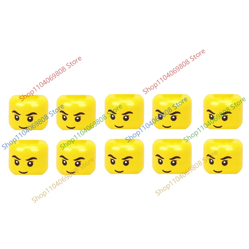 MOC Kopfzubehör Bausteine Figurenteile Kreative Gesichtsausdrücke Lachen Zornig Bart Junge Mädchen Frisuren Mini-Bausteine N27