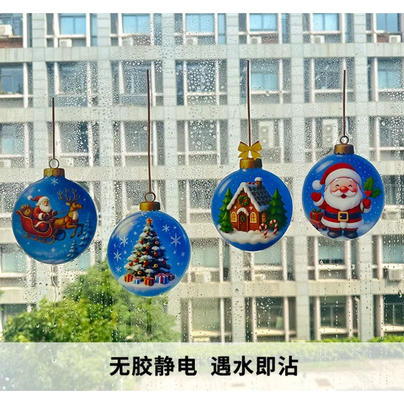 Christmas Blue Snowflake Stickers Cartoon Santa Claus Snowman Elk Electrostatic Stickers Noel Natal Merry Christmas Decor 2026