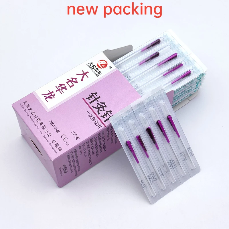 0.14*7mm /0.16*13mm Fine Acupuncture Needle Medical Sterile Plastic Handle Disposable Face Beauty Filiform Needle 100Pcs