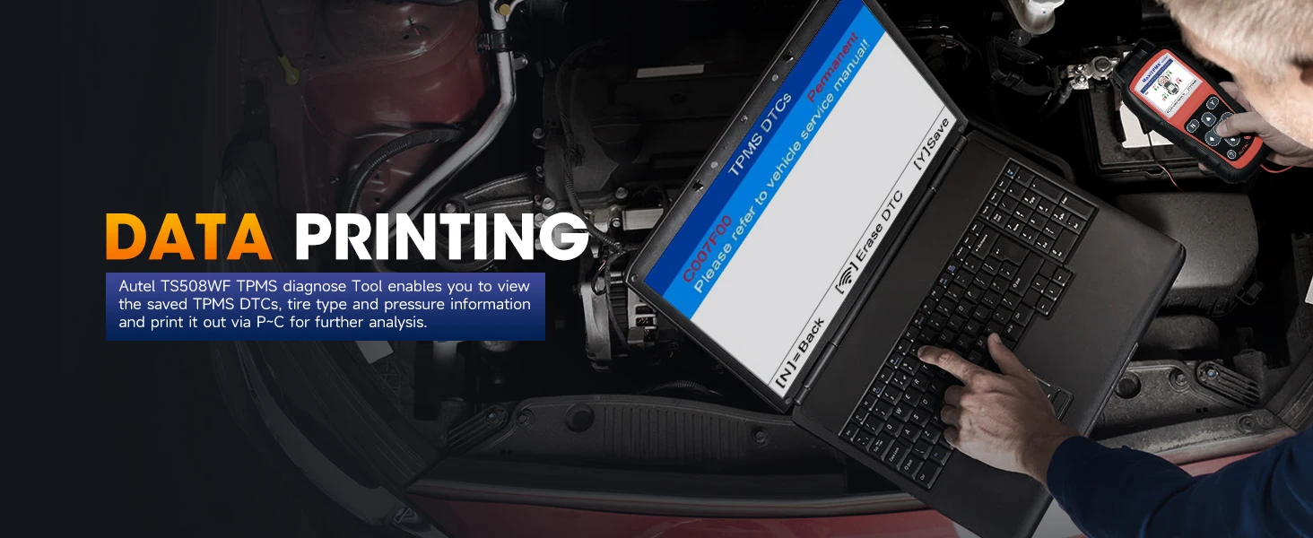 Autel MaxiTPMS TS508WF TPMS Relearn-Tool, Programmiergerät für MX-Sensoren 315/433MHz, Sensor-Neulernung/Aktivierung, Fehlercode-Auslesen/-Löschen, PK TS408S – Detail 13