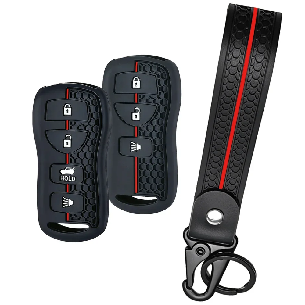 Dynamic Sport Perforated Honey Sleeve With Keychain For Nissan Sentra Armada Infiniti I35 FX45 Smooth Non-slip Auto Key Case