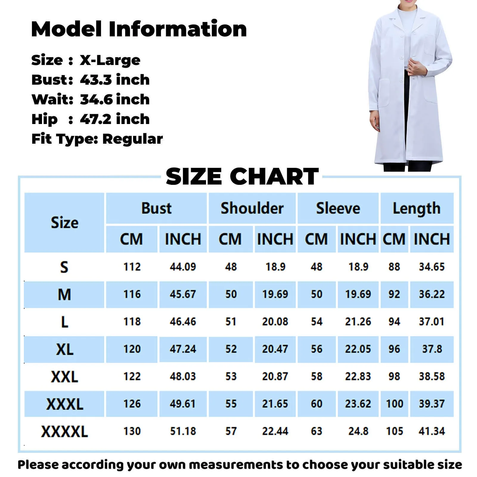 ممرضة طبيب موحدة النساء الرجال للجنسين طويلة الأكمام معطف المختبر الأبيض للجنسين معطف الاختبار محززة التلبيب الياقة سترة طبية بلوزة #4