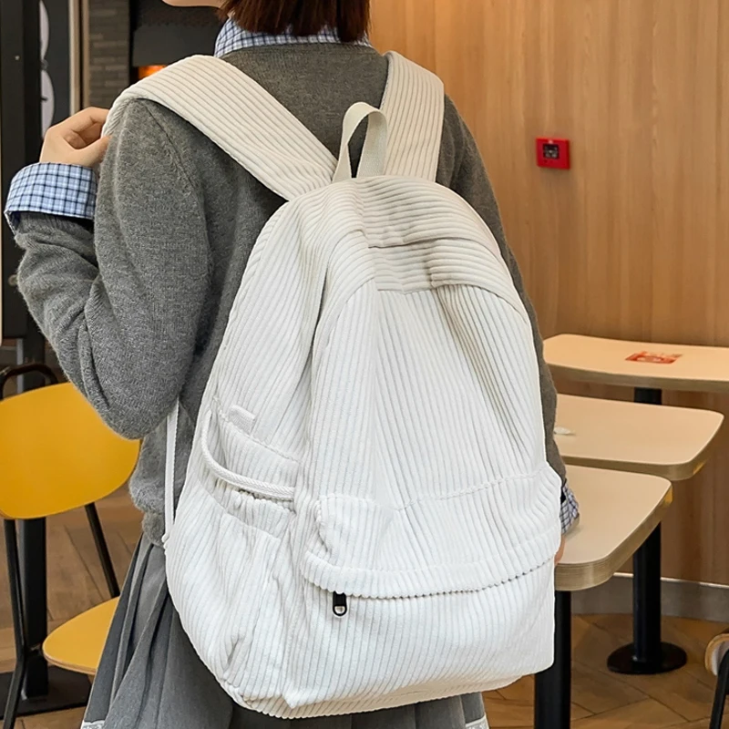 Woman Corduroy Backpack New School Book Bags for Teenage Girls Boys Simple New Female College Bag Student Lady Leisure BagPack