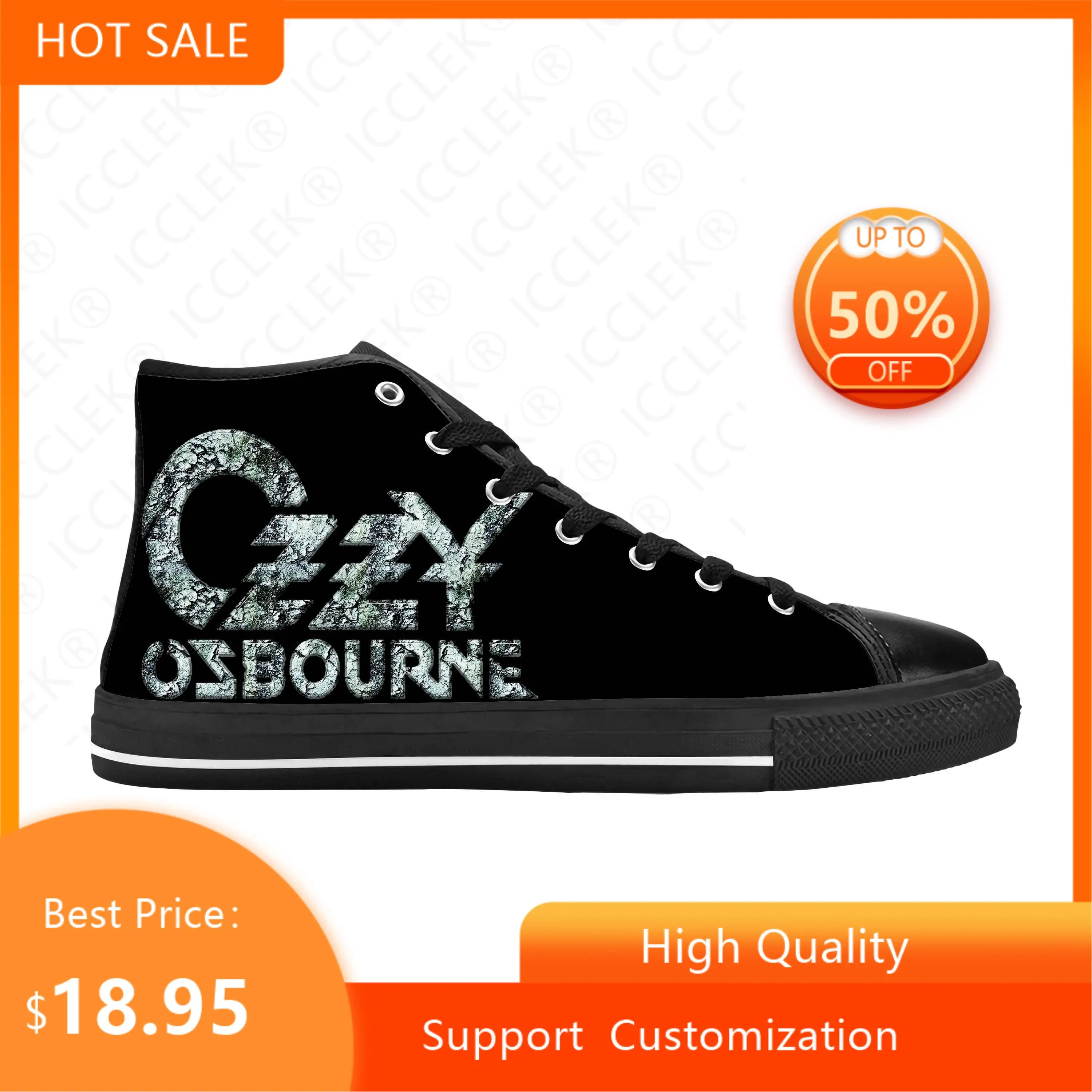 Ozzy Osbourne Rock Band Music Horror Gothic Cool Casual Cloth Shoes High Top Comfortable Breathable 3D Print Men Women Sneakers