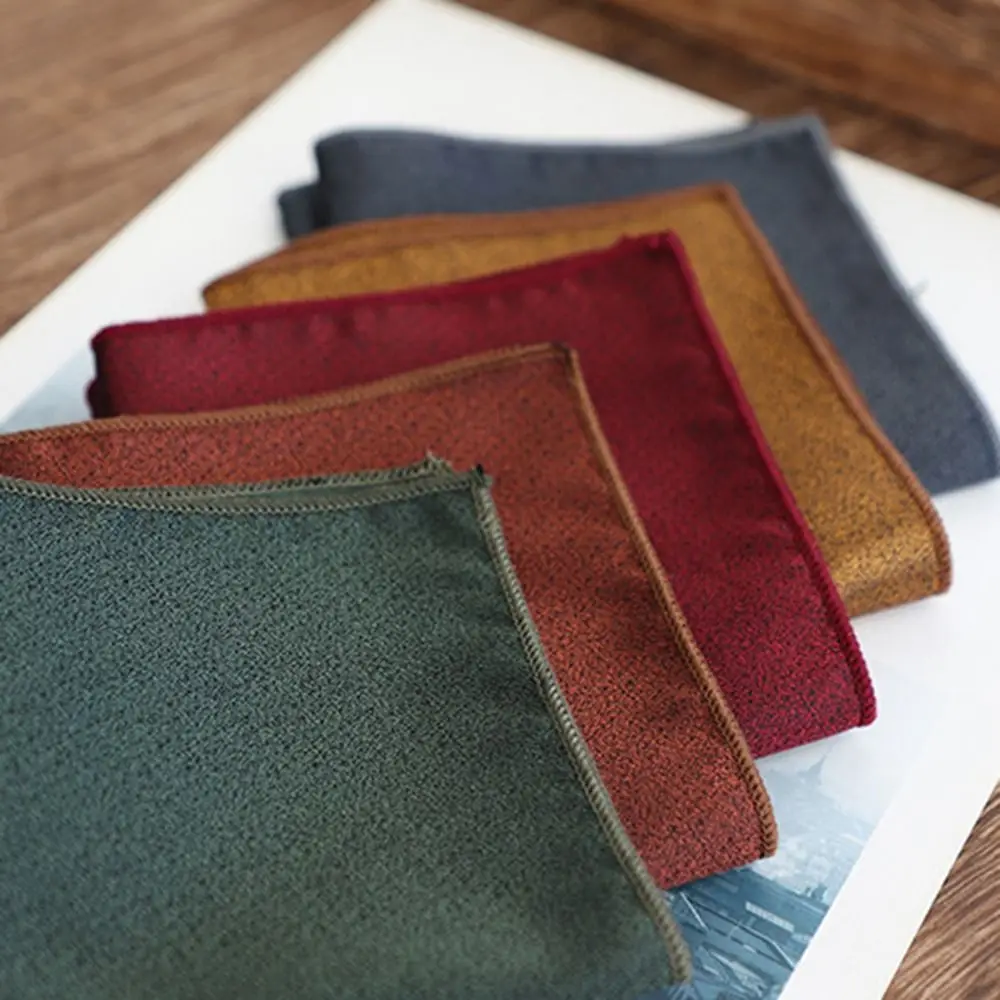 New Polyester Pocket Square Square Shape Retro Tone Groom Handkerchief Solid Color Mens Pocket Square Wedding Party
