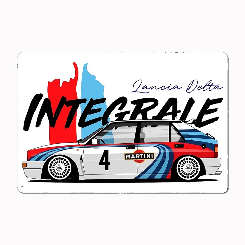 DELTA INTEGRALE RALLY CAR Metal Sign Poster Garage Room Decor Automobile Club Custom Tin Vintage Home Decor