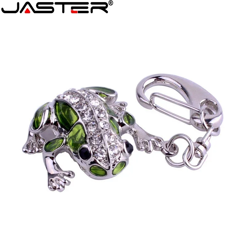 JASTER Creative Crystal USB Flash Drives 64GB Metal Skull Pen Drive 32GB Rana Llavero Memory Stick 16GB Regalo creativo de vacaciones