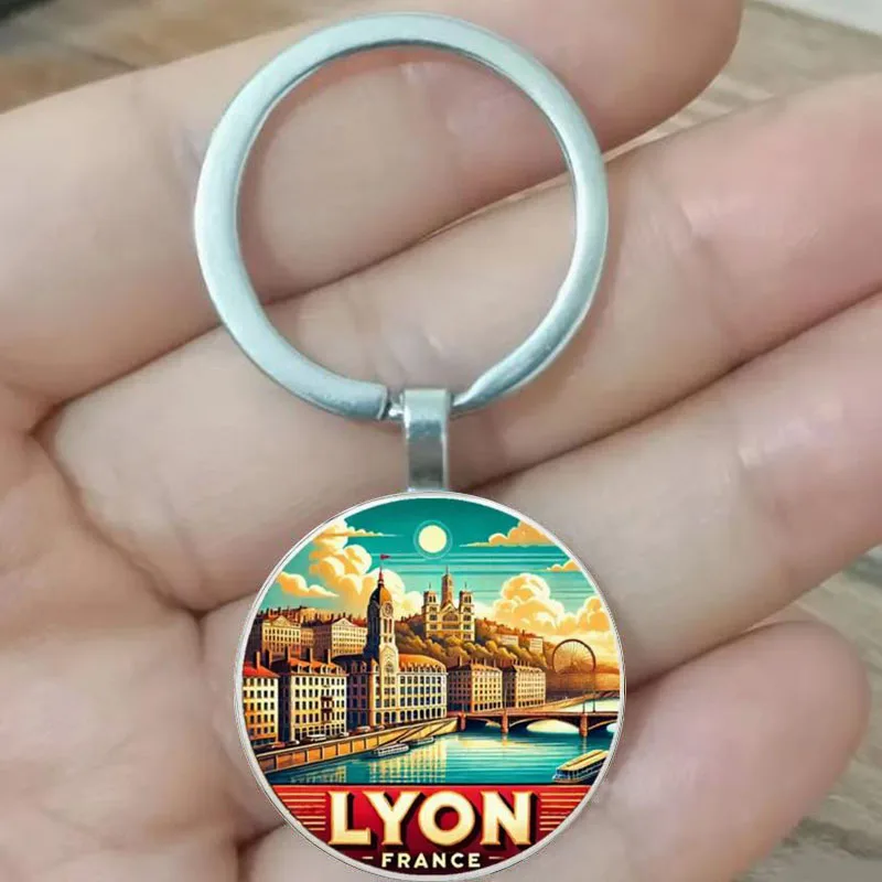 Chaveiro Lyon French City - Lembrança de cenário Mini Lyon com laço aberto, comemoração de viagens vintage - Aniversário/Festi