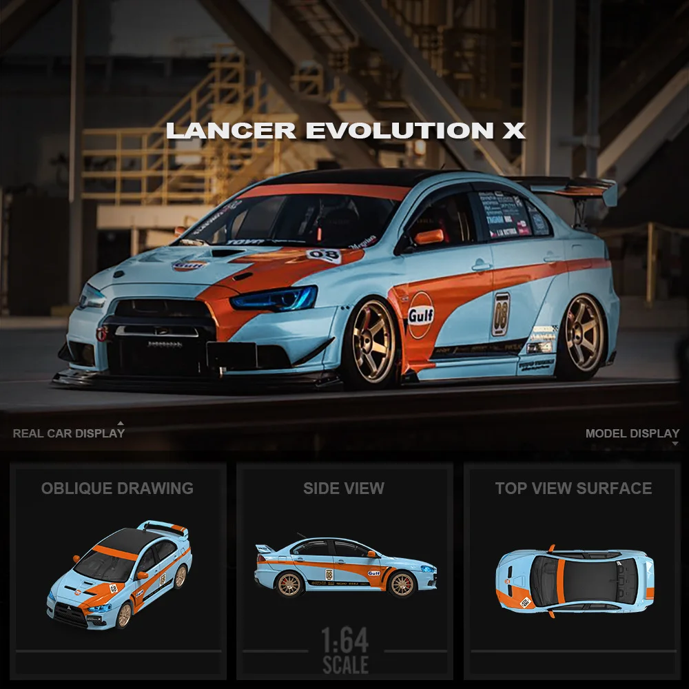 In Stock Tm 1:64 Mitsubishi Motors Evo 10 Gulf Version Alloy Miniature Diecast Model Lancer Evolution X Custom Toys Kids Gift